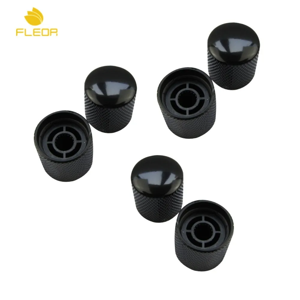 FLEOR 6pcs Black Metal Dome Electric Guitar Bass Knobs Volume Tone