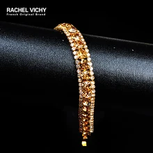 RACHEL VICHY, желтый циркон, Римский свадебный браслет невесты и браслеты, ювелирные изделия, CZ Теннисный браслет для женщин, вечерние ювелирные изделия, BS-SH09549