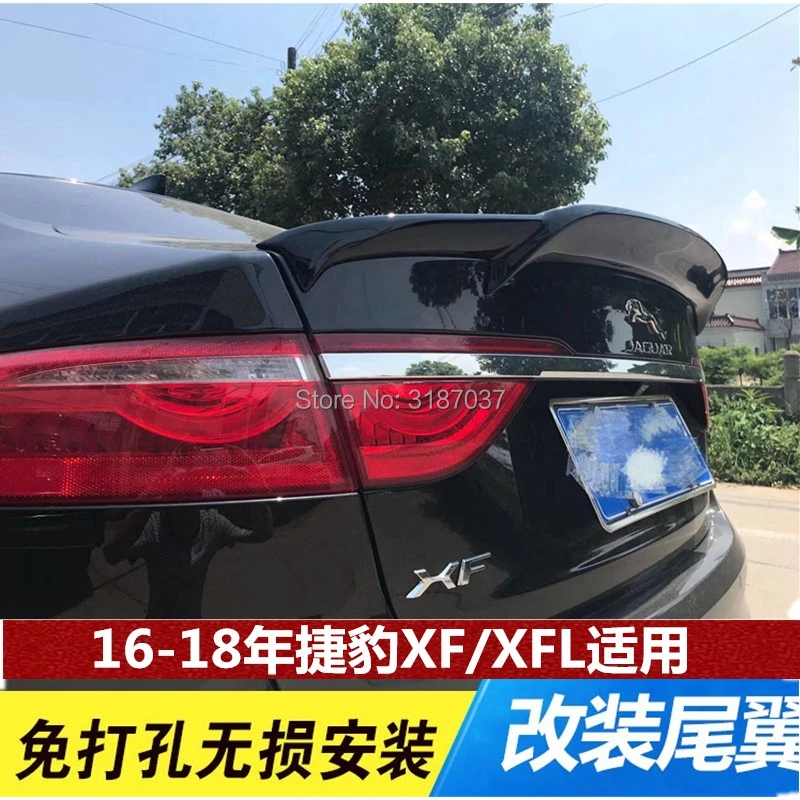 Для Jaguar XF 2016 2018ABS пластик черный карбоновый цвет задний спойлер на крыло крышу