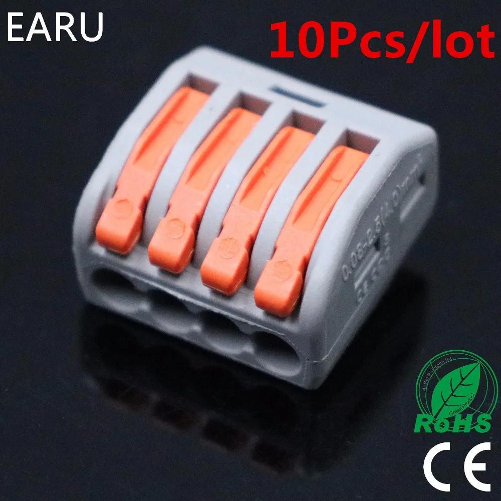 

10Pcs PCT-214 PCT214 WAGO 222-414 Universal Compact Wire Wiring Connectors Connector 4 Pin conductor terminal block lever fit