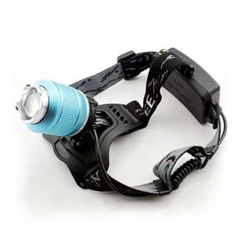

500lm Xml Q5 Led Headlight 2-light White And Blue 3-mode Zoom Headlamp Outdoor Camping Head Torch Rechargeable Flash