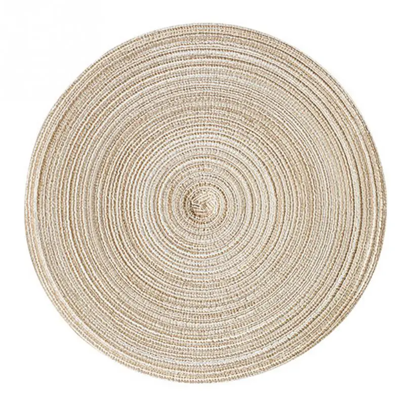Round Weave Line Placemat For Dining Table Tableware Pad Mat Round Weave Line Placemat For Dining Table Tableware Pad Mat Waterproof Washable Placemats Pads Bowl Coaster Blue