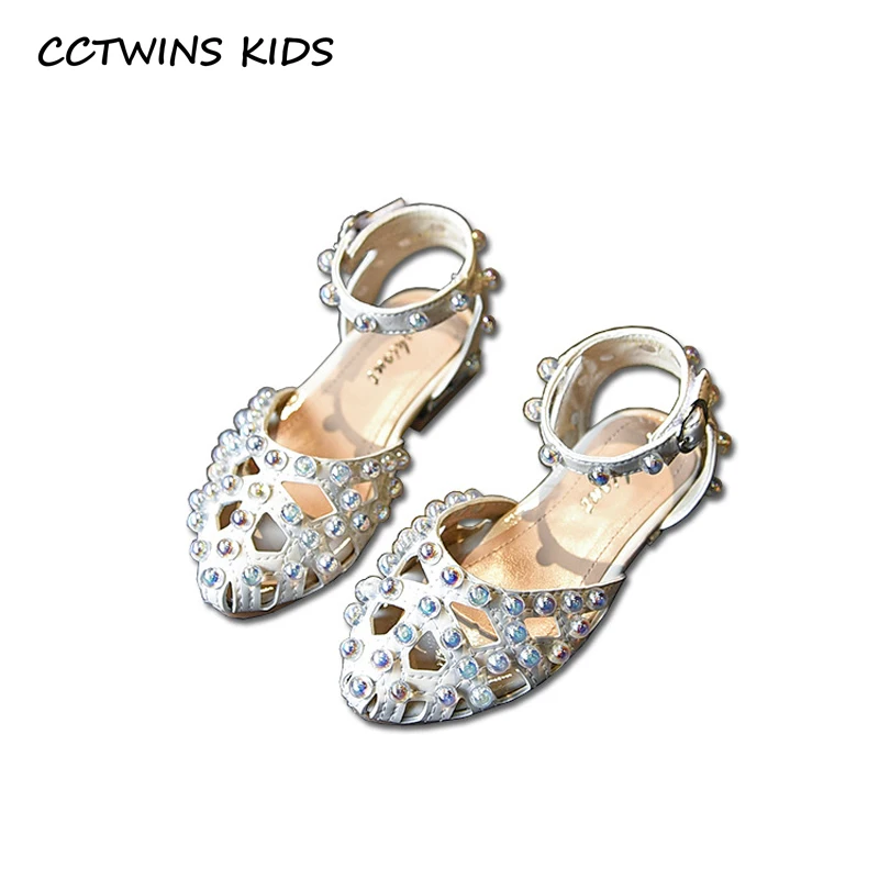 

CCTWINS Kids Shoes 2019 Summer Girls Fashion Shoe Dress Pearl Party Children Soft Beach Flat Baby Brand Black Sandals PS618