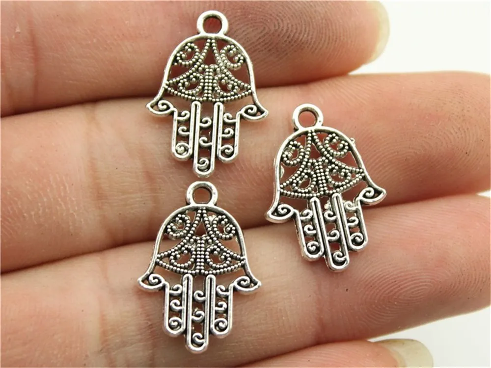 

WYSIWYG 15pcs 20x15mm Pendant Hamsa Hand Hamsa Hand Charm Pendants For Jewelry Making Antique Silver Hamsa Hand Pendants