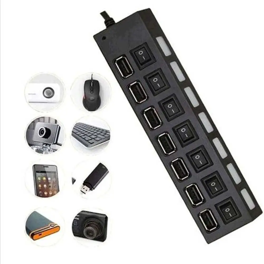 

USB 2.0 High Speed 7 Port Splitter Hub Adapter Portable OTG Hub USB Splitter For PC Laptop Computer Wholesale usb hab