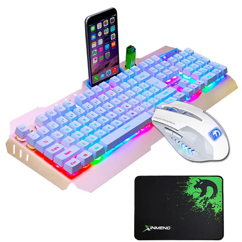 Backlight Gaming Keyboard Full Key Slim LED Backlit USB Keyboard with Similar Mechanical Feel and Gamer Mouse Set For Computer