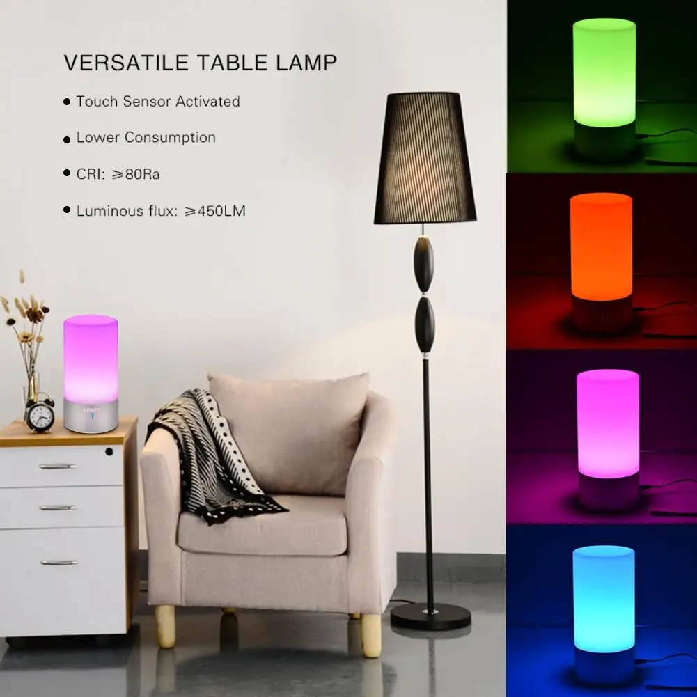

AKDSteel LUNSY Table Lamp Bedside Lamp Touch Activated Night Light Atmosphere Light RGB Color Changing and Dimmable Light