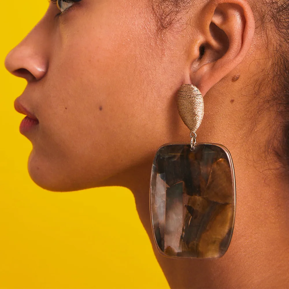 

2019 Fashion ZA Oversize Square Acrylic Resin Dangle Drop Earrings for Women Bohemian Statement Big Hanging Earrings ewelry