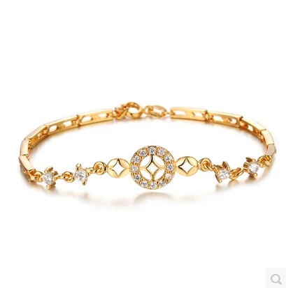 Luxury 18k Real Gold Plated Women Wedding Bracelet Simple Design Luxury 18k Real Gold Plated Women Wedding Bracelet Simple Design Aaa White Cz Diamond Crystal Wrist