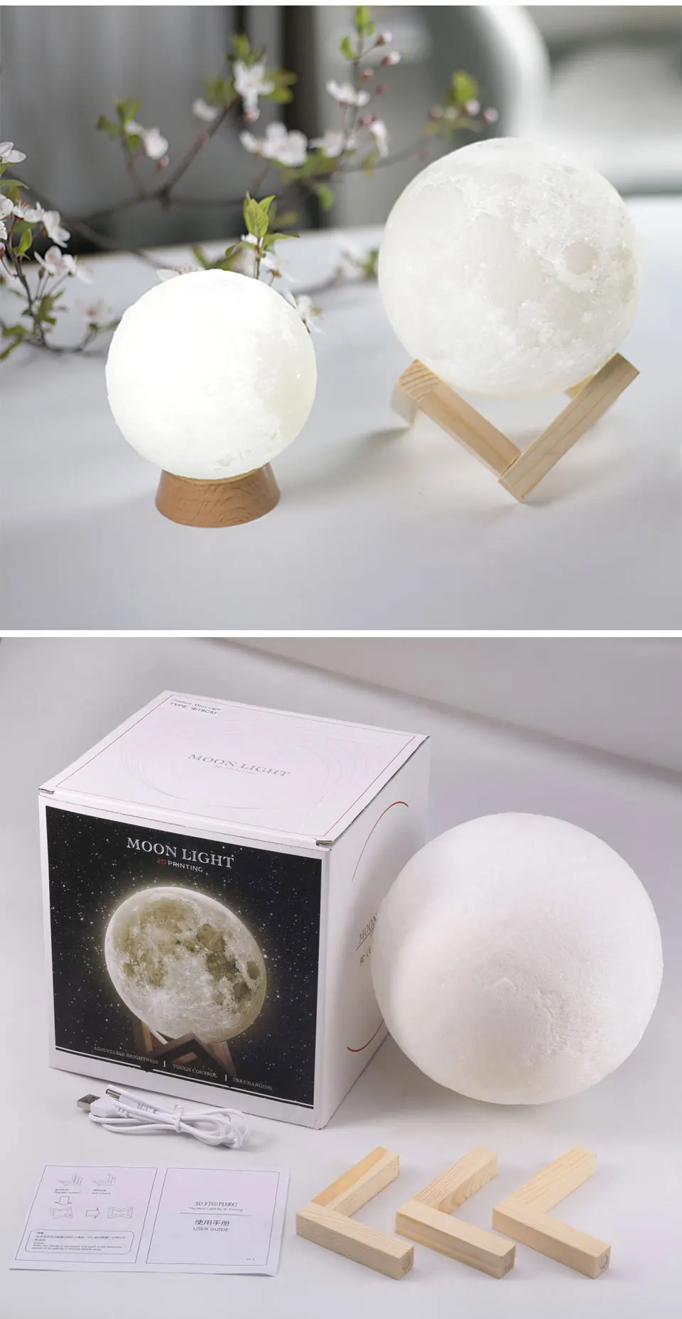 Moon Lamp 8 15 18 20cm Rechargeable 3D Print Moon Lamp 2 Color Change Touch 3D Moon Light Lamp USB Led Night Lights_08