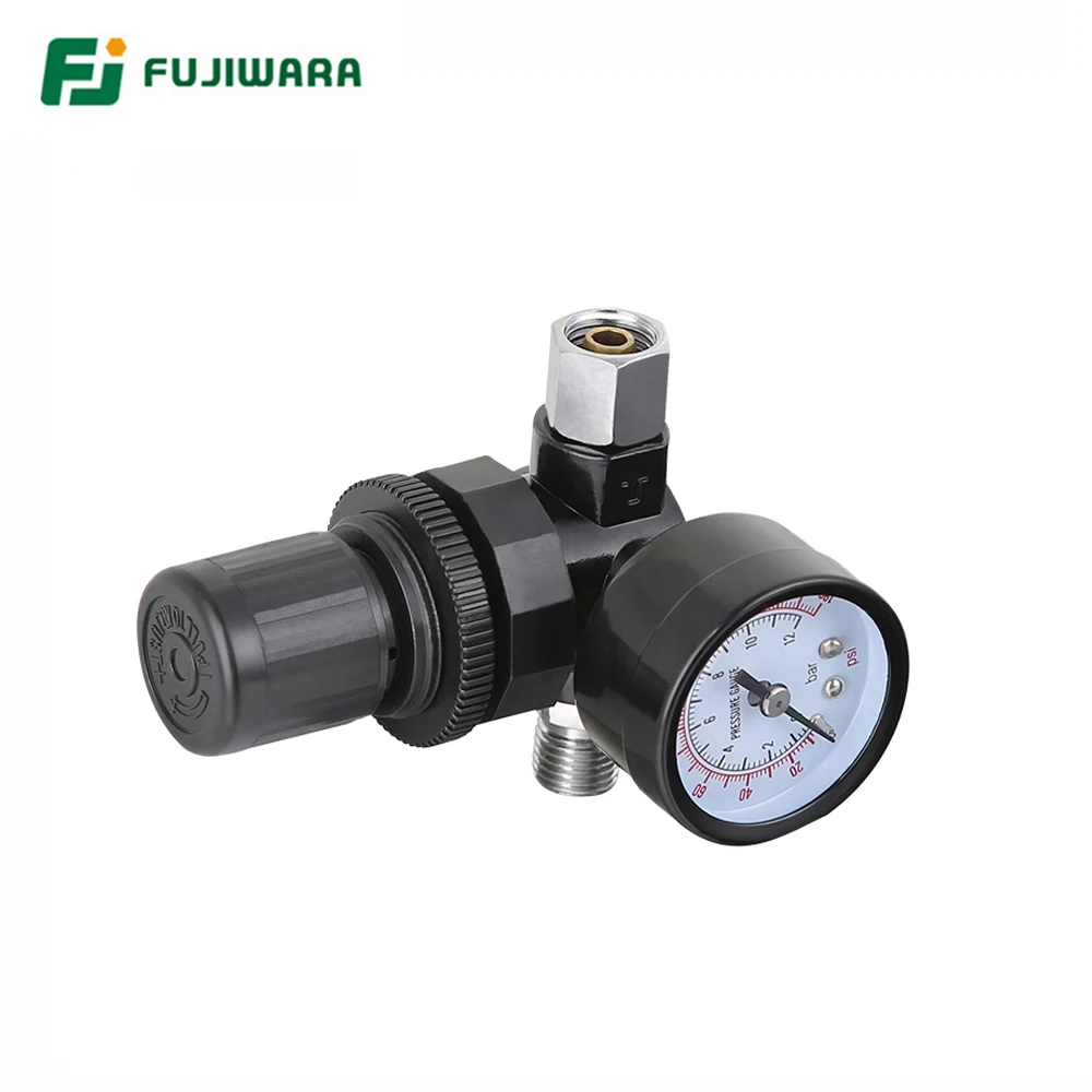 FUJIWARA Spuitpistool Barometer Regulator Valve Milieubescherming Manometer Luchtinlaat G1/4 Air Outlet G1/4