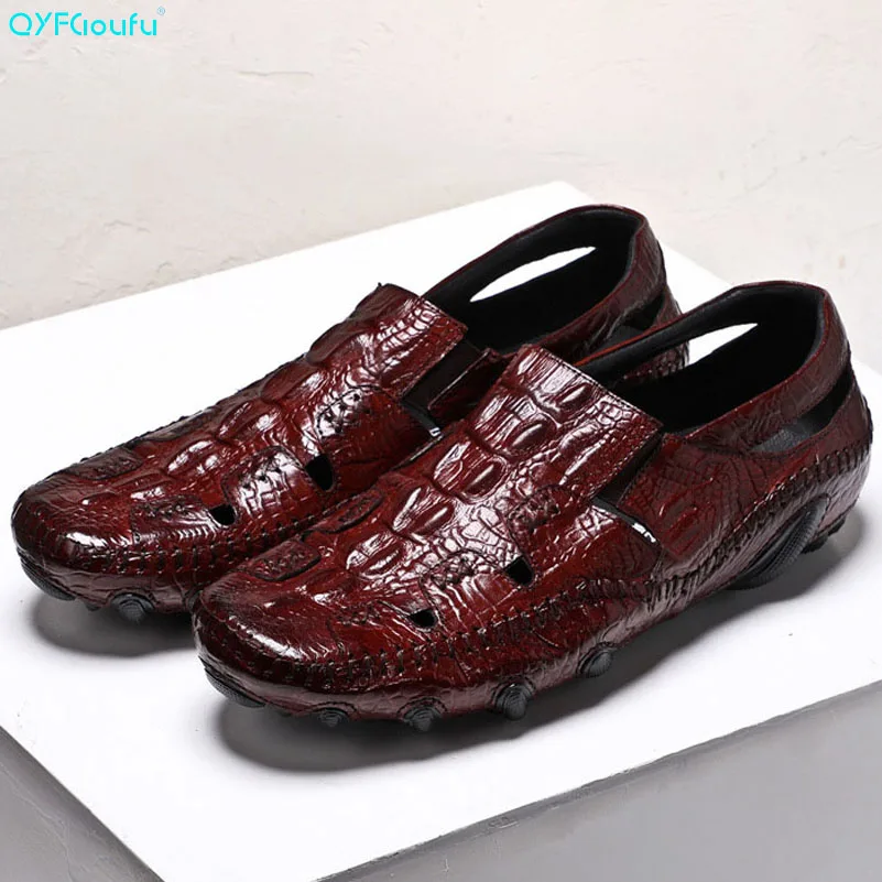 

Men Formal Business Brogue Shoes Luxury Men's Crocodile Dress Shoes Male Casual Genuine Leather Wedding Party Loafers