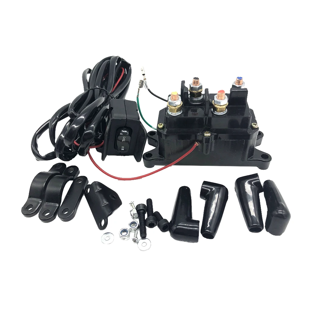12V ATV Solenoid Relay Contactor + Winch Rocker Thumb Switch Wiring COMBO