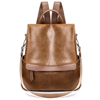 

New Korean Fashion Trend College Wind Bag Wild Simple Anti-Theft Multi-Function Backpack Caramel Colour