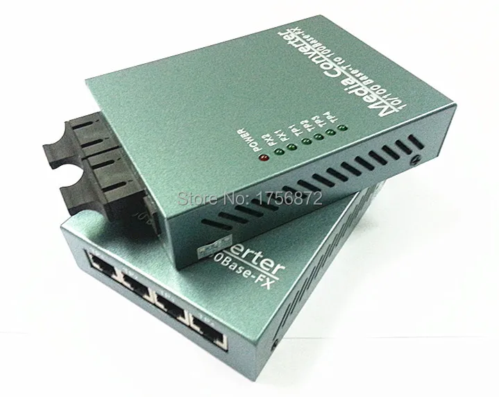 

1 Pair 10/100M media converter Switch,4 RJ45+2Fiber 4 RJ45+2(1*9) port,with single mode dual fiber 20km