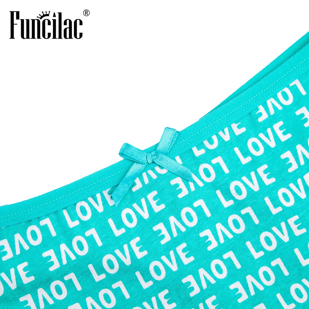 FUNCILAC сексуальные женские стринги и с принтом LOVE хлопковое нижнее белье трусики
