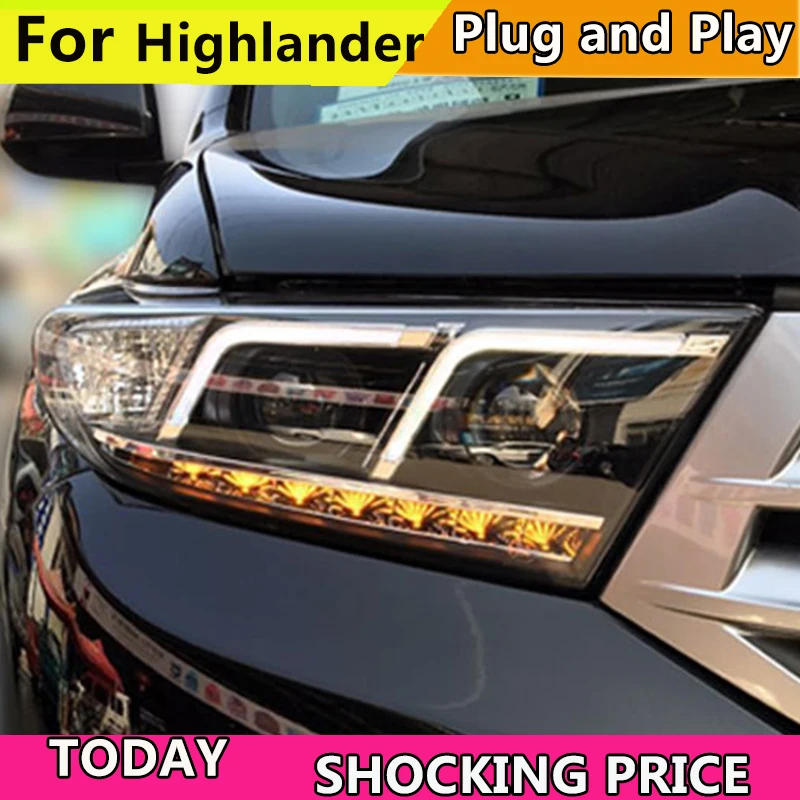 

Car Headlights For Highlander Kluger LED Head Lamp 2012 2013 2014 year Style TLZ For highlander headlight Front lamp