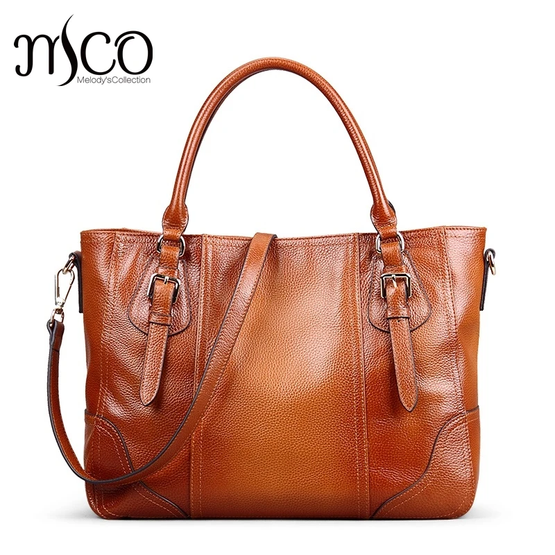 Vintage Genuine Soft Leather Large Tote Shoulder Bag Big Capacity Handbag Luxury Design Ladies ...