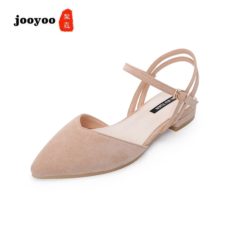 

Fashion Spring And Summer Shallow Mouth Ladies Sandals Solid Color Pointed Toe Single Shoes Large Size Back Flat Shoes jooyoo