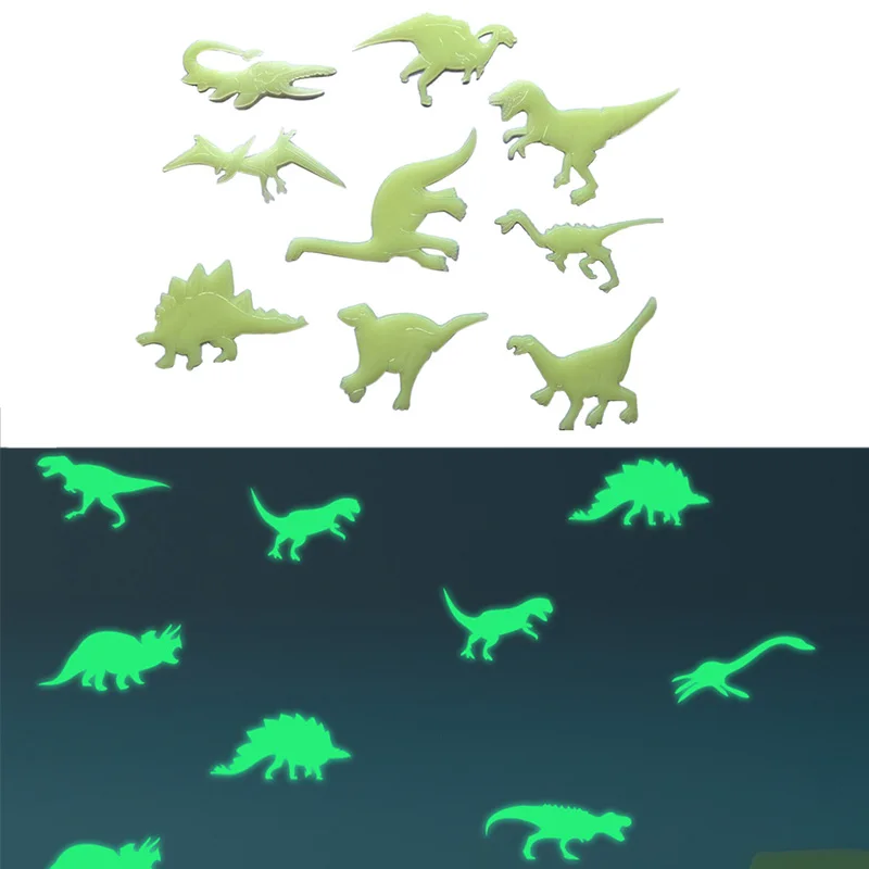 

9pcs Glow in The Dark Dinosaurs Decals Kids Sticker Room Decoration Magic Window Ceiling Luminous Sticker for Children Gifts Toy
