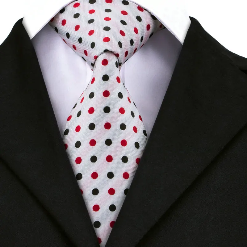 A 1492 Hi Tie Polka Dot White Mens Ties 2017 New Design Jacquard Silk