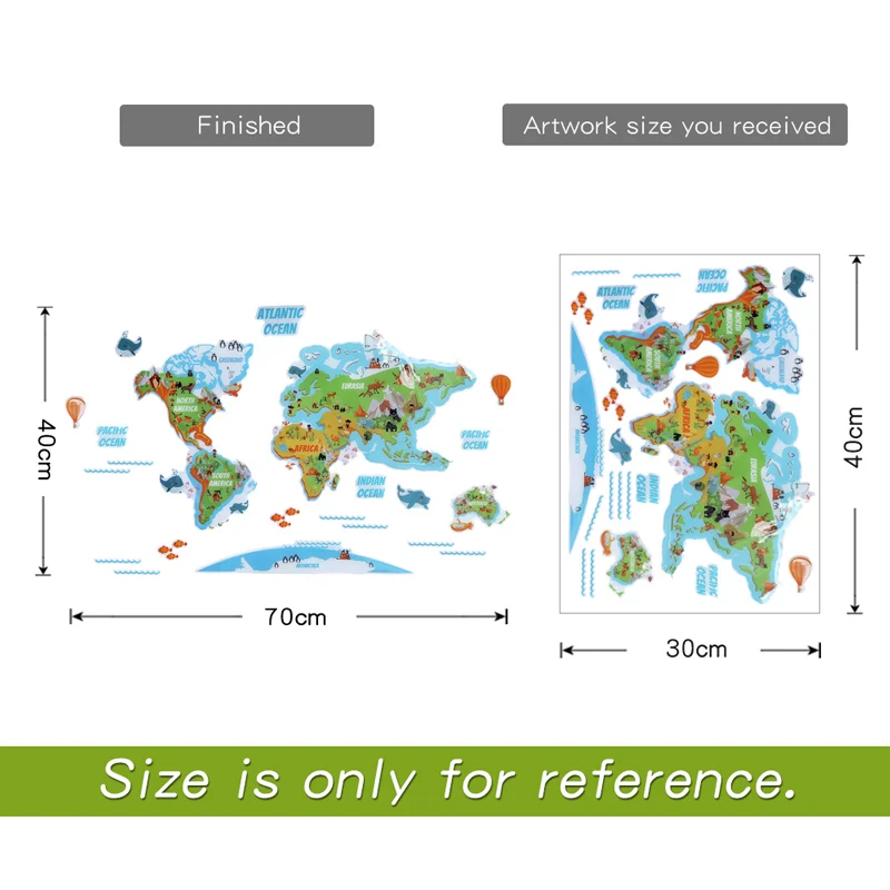 3D стереоскопическая карта мира, настенные наклейки для детской комнаты, детские настенные наклейки, домашний декор, украшение для гостиной - Цвет: 3D World Map