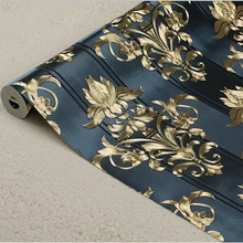 3D Дамасская Роскошная фоновая настенная бумага s Европейский 3D ПВХ рельефная настенная бумага для гостиной спальни цветочный полосатый Настенный Рулон Бумаги