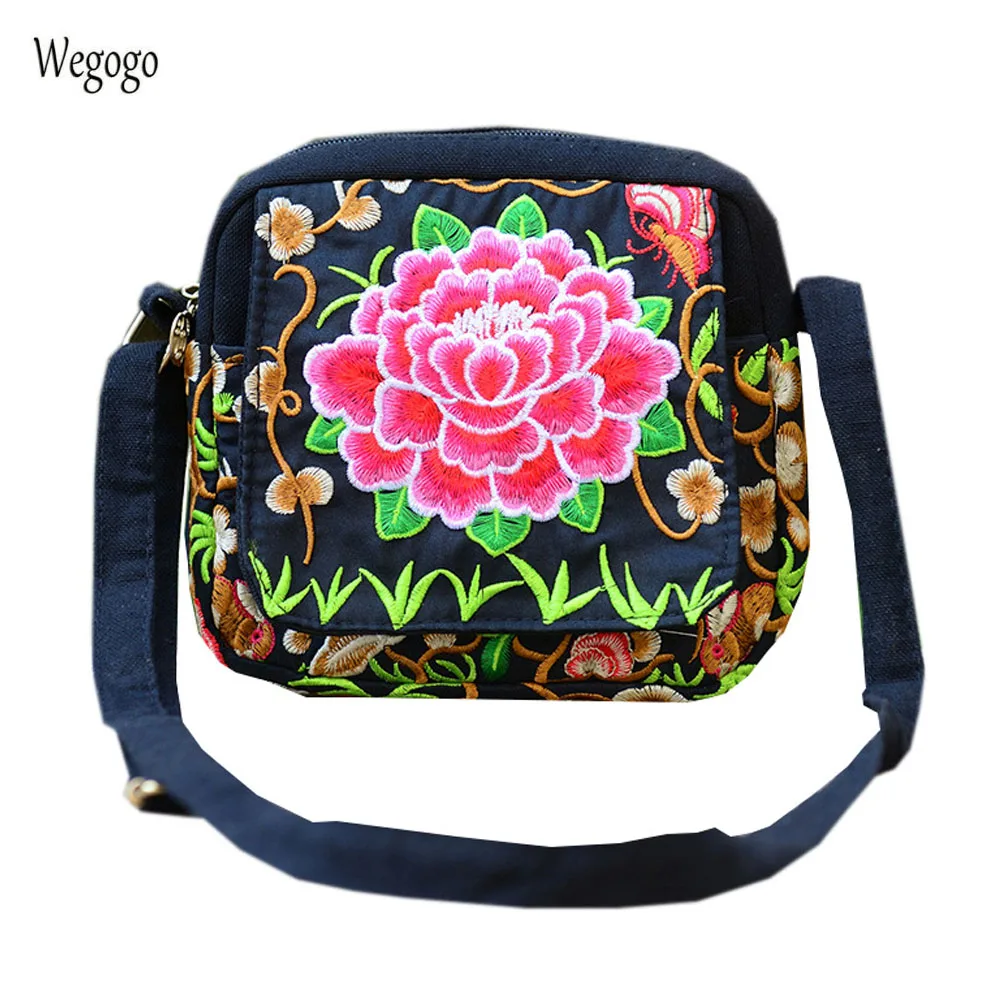 

Summer New Women Messenger Bags National Embroidered Canvas Cover Mobile Phone Coins Bags Ladies Small Travel Beach Bag