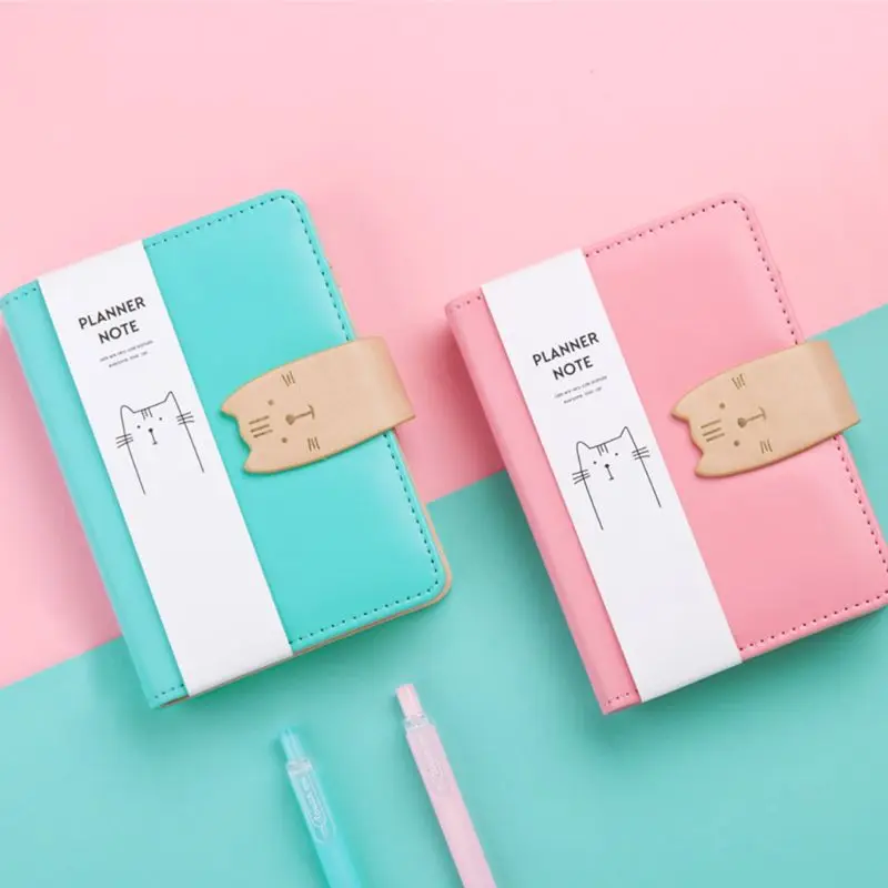 

2019 New Kawaii Cat Journal Sketchbook Spiral Binder Travelers A7 Notebook Planner Notepad Pen Replacement Refills