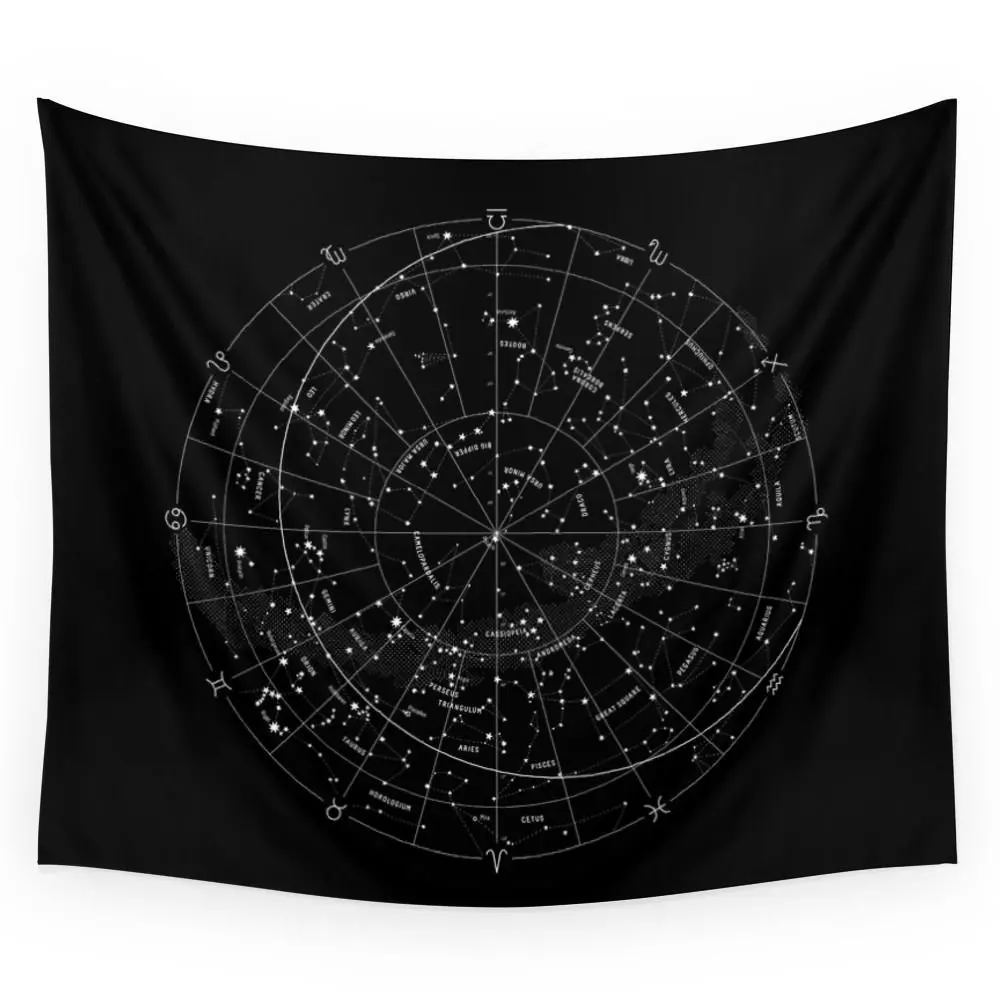 Goedkoop Constellation Kaart Zwart wit Wandtapijten Stof Muur Opknoping Wandtapijten Decor Polyester Gordijnen Plus Lange Tafel Cover