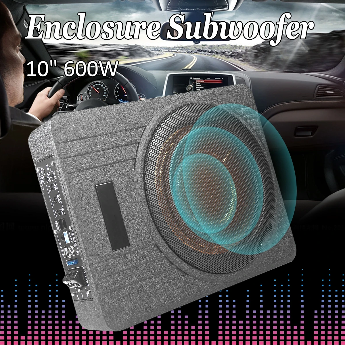 10 Inch 600W Car Under Seat Subwoofer Speaker Vehicle Super Slim Active Subwoofer Sub Amplifier