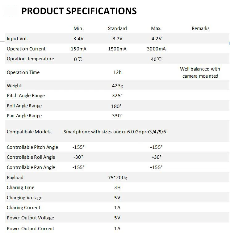 3Axis Handheld Gimbal Stabilizer with Power Bank Free APP for Face Recognition Object Tracking Delay Shooting Intelligent Beauty_18