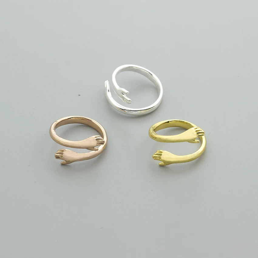 Wholesale 10pcs/lot Gold Filled Two Hands Stacking Rings For Women Men Jewelry Minimalist Anel