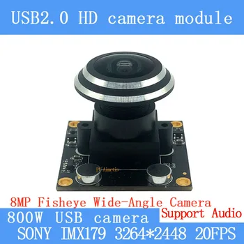 

HD Fisheye Wide Angle Camera Physics 8MP Full HD SONY IMX179 UVC MJPEG usb camera module Android Linux Windows Support audio