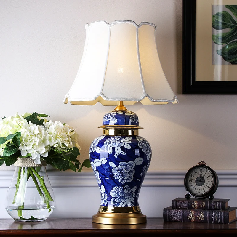 blue pottery table lamps