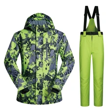 Уличный лыжный костюм для мужчин, высококачественный комплект, ветронепроницаемые водонепроницаемые теплые штаны, зимняя Лыжная куртка для сноубординга