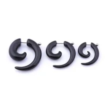 SHUANGR 1 шт. модные новые унисекс черные поддельные Спиральные серьги «Улитка» готические панк серьги-гвоздики для мужчин женщин Рок вечерние ювелирные изделия