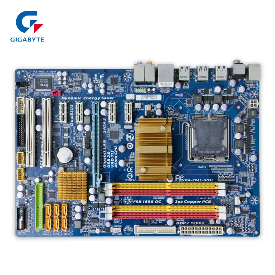 Original Gigabyte GA-EP43-UD3L Desktop Motherboard EP43-UD3L P43 Socket LGA 775 DDR2 ATX 100% Fully Test original gigabyte ga 945gcm s2l desktop motherboard 945gcm s2l 945gc lga 775 ddr2 4g sata2 micro atx 100% fully test