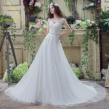 Bealegantom 2017 New White Lace font b Wedding b font Dresses With Appliques Beading font b