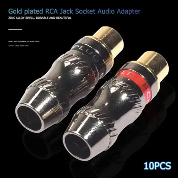 

10pcs RCA Female Terminals Gold Plated Audio Video Adapter Soldering Connector Zinc Alloy Shell Strong Durable Beautiful