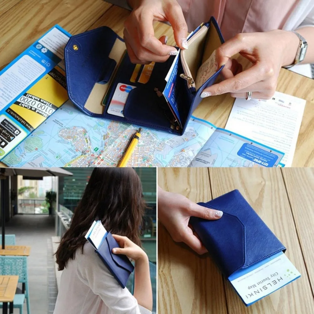 Дорожная Обложка для паспорта складной кредитный держатель для карт денежный паспорт кошелек для ID многофункциональные документы для полетов