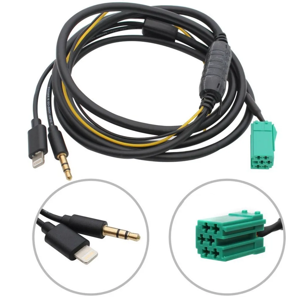 

Biurlink Car 3.5MM Audio Interface AUX Adapter Cable + Mini USB Charge Cable for iPhone 6 For Renault Update List CD Models