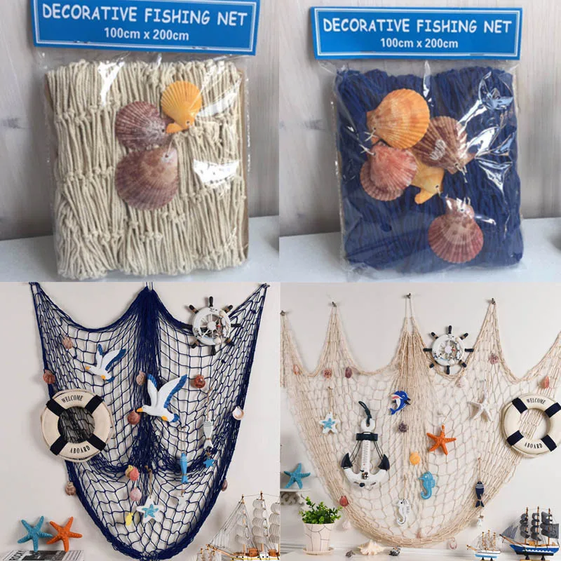 

Photo Props Big Fishing Net Shell Float Wall Hangings Wall Stickers Decoration Nautical Fishing Mesh
