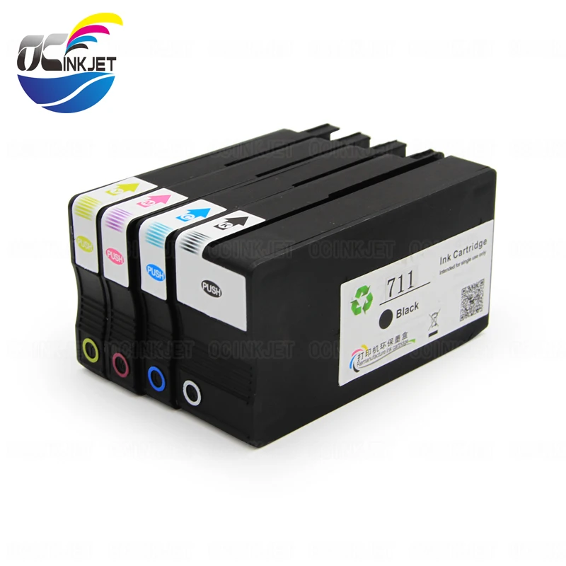 OCINKJET Printer Ink Cartridge 4 colors For HP 711 711XL Compatible For HP officejet T120 T520
