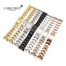 CARLYWET 13 17 19 20 мм оптом 316L нержавеющая сталь два тона розовое золото серебро ремешок серебристый браслет для Dayjust
