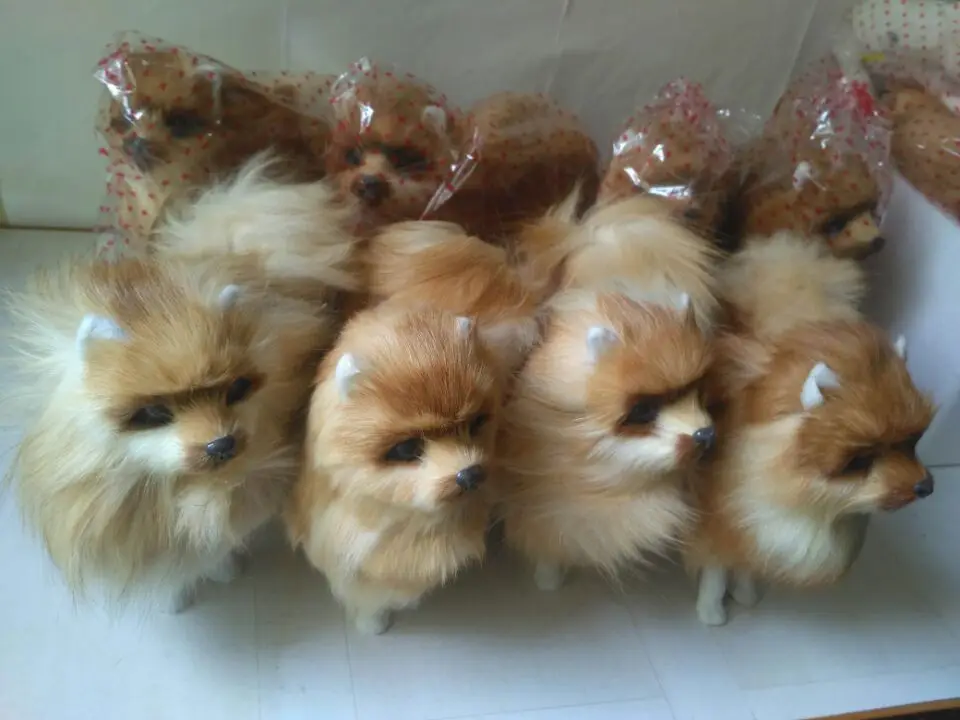 Cerca de 23x20.5x9cm Nova Simulação Brinquedo Polietileno & Peles Cor Natural Pomeranian Boneca Presente 1185 Cão 11 Nova simulação cão brinquedo polietileno & peles