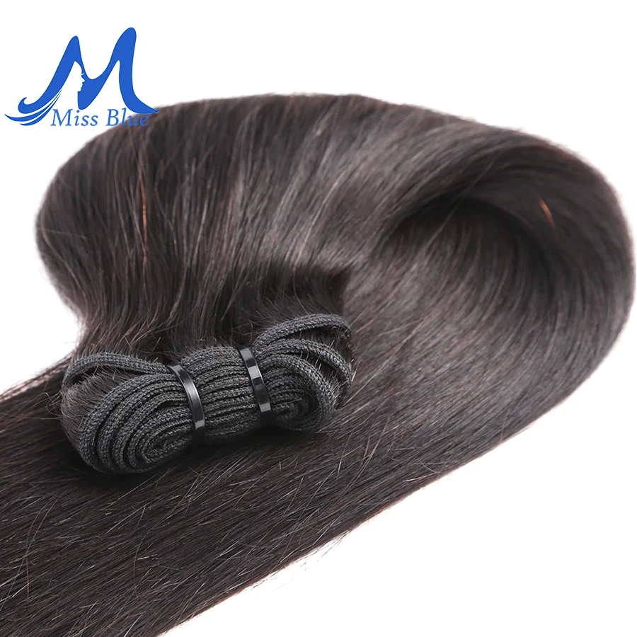 Paquetes de pelo virgen indio Missblue grado recto 10A armadura de cabello humano indio crudo paquetes de extremo completo 1 3 4 p/lotes envío Gratis