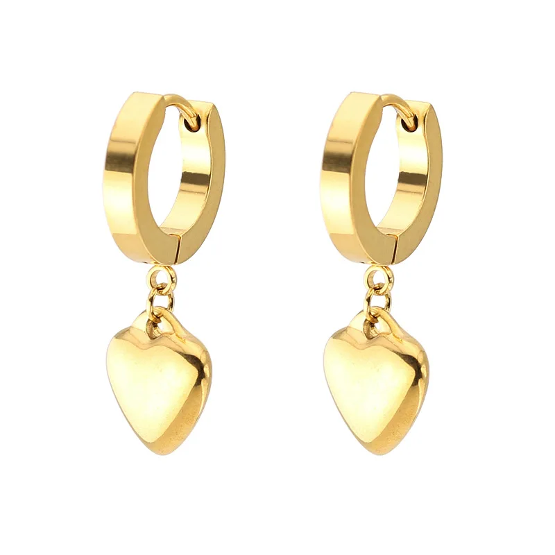 Женские серьги Клипсы из нержавеющей стали с подвеской в виде сердца|clip earrings for