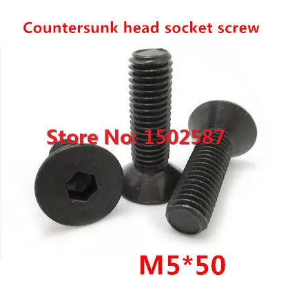 

100pcs/lot M5*50 Countersunk Socket Head Screw DIN7991 Flat Hex Cap Bolt Metric Threaded Black Steel