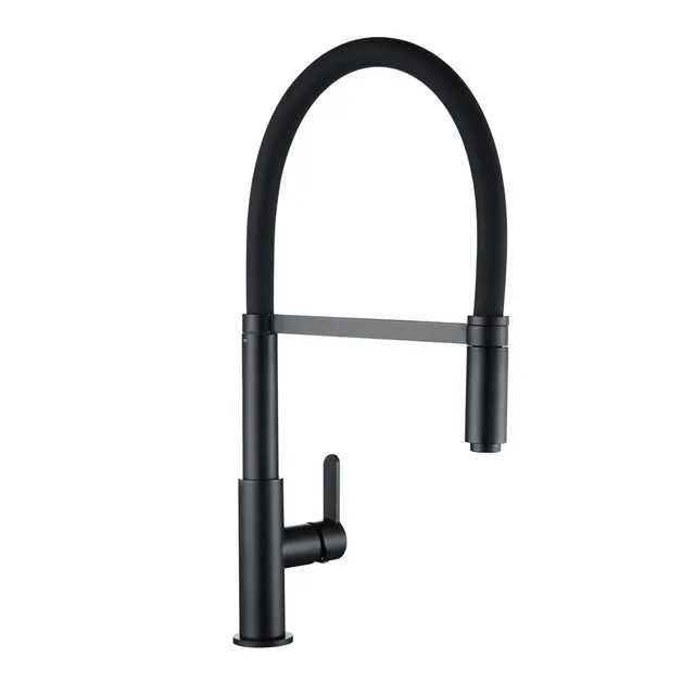 Premium Deck Mounted Pre-Rinse Pull-Down Kitchen Sink Mixer Faucet Taps with Gooseneck pull out Spray Single Lever Metal Handle 9